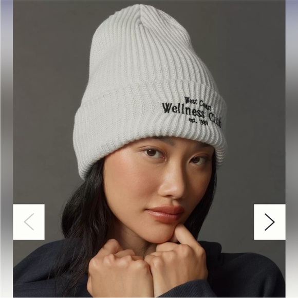 Anthropologie Daily Practice Sport Club Ribbed Beanie Hat in Light Grey - Picture 1 of 5